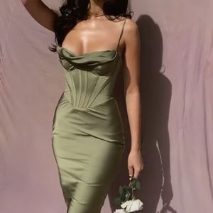 House of CB - Myrna Olive Corset Dress
